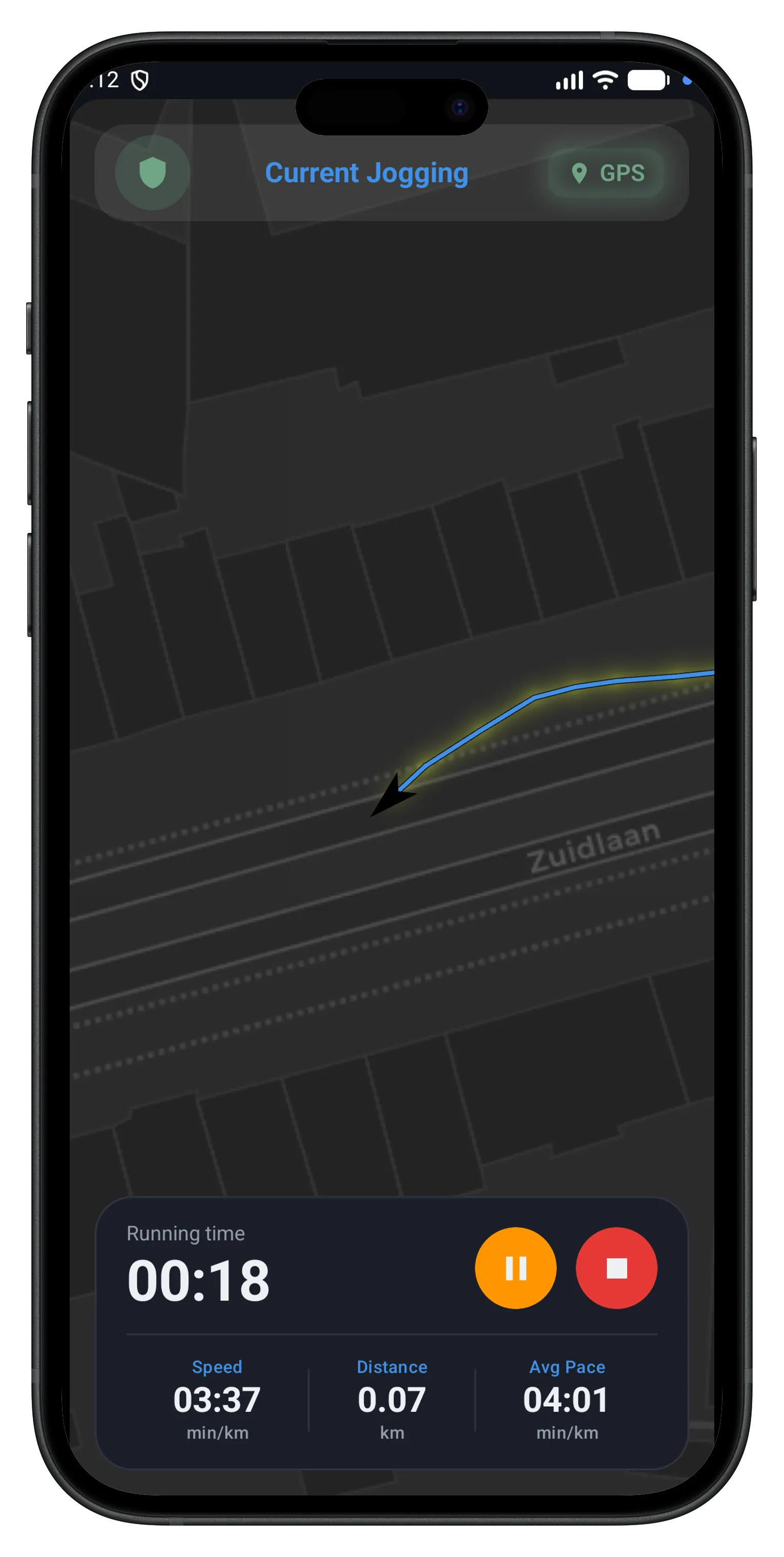 General overview of the run screen