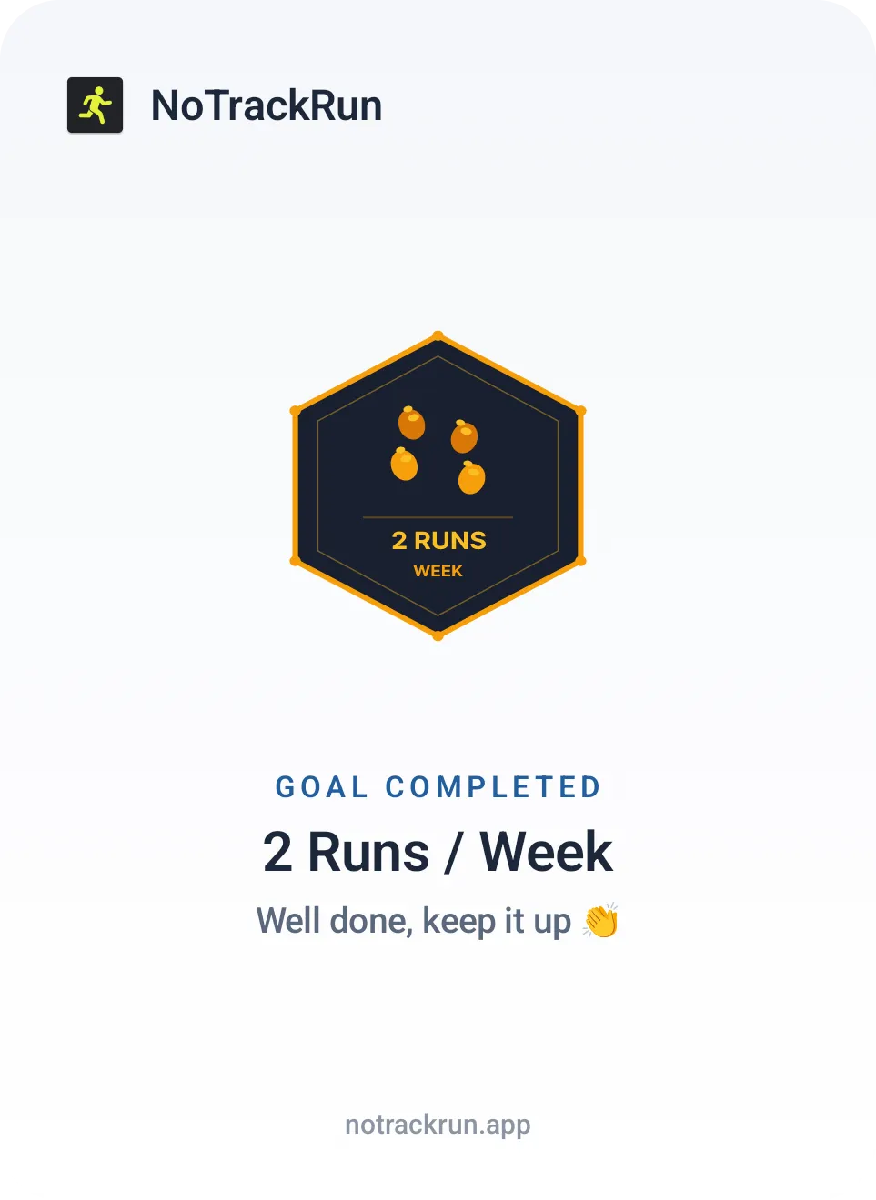 Completed goal share card