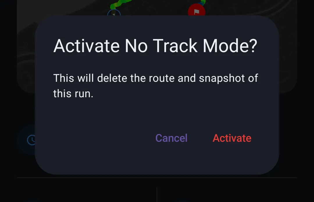 No Track confirmation popup