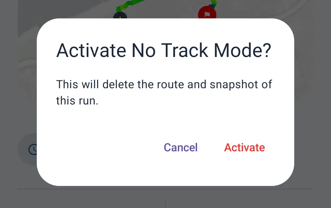 No Track confirmation popup