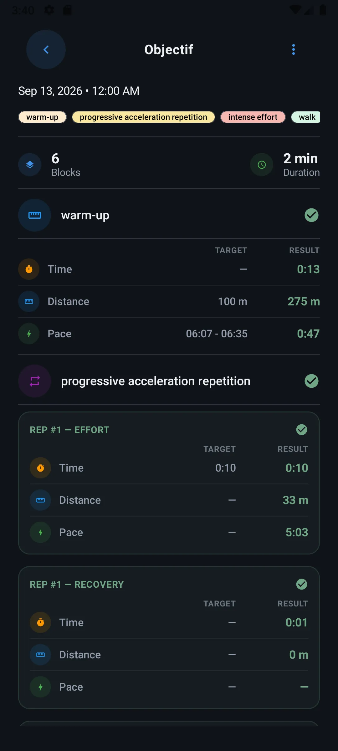 Result card
